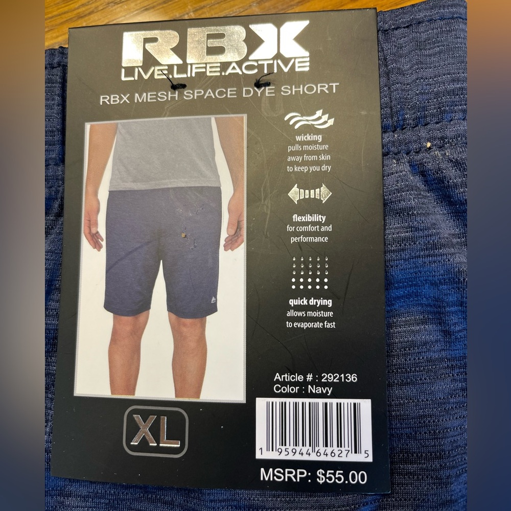 RBX Men’s Navy Mesh Shorts XL